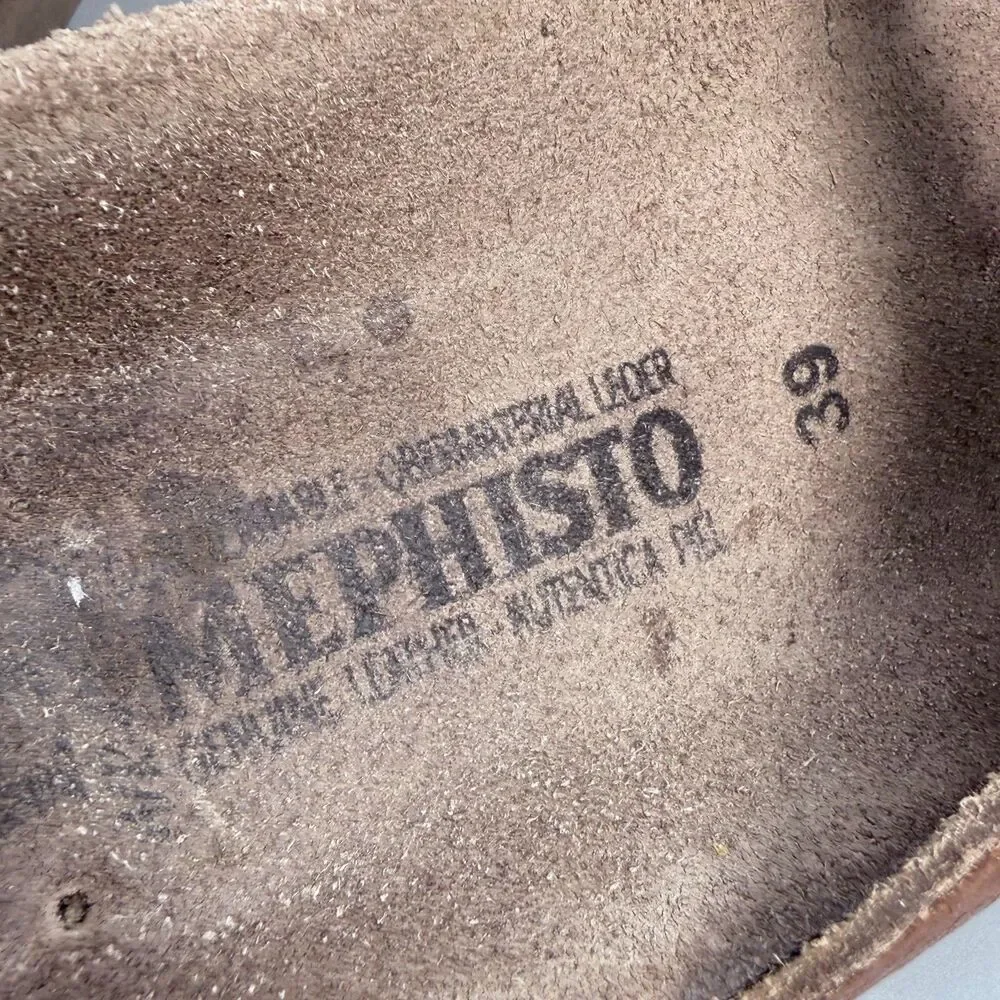 Mephisto Helen Women's 7 Brown Leather Adjustable Buckle Thong Toe Sandals Shoes